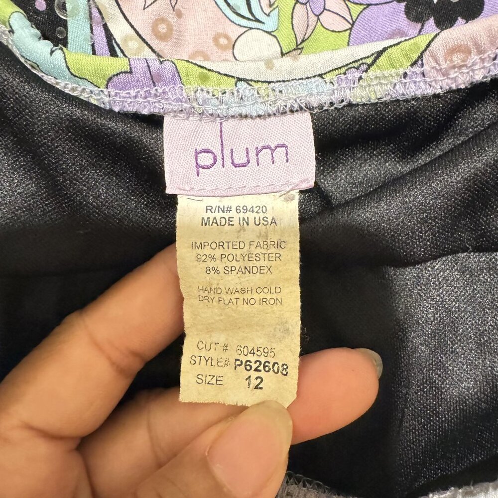 Vintage Plum Skirt Womens Multicolor Paisley Floral Flare Sequins Mini Size 12 S - Picture 6 of 6
